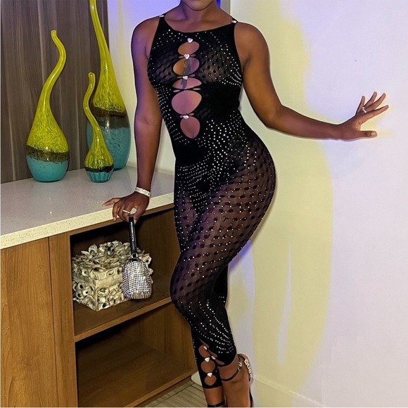 💕 POSTER GIRL JANICE RHINESTONE JUMPSUIT 💕 - Picture 7 of 10